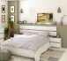 Bett-Set >TEMPUS< (4 Teilig) Nodi Eiche Dekor / Artik Weiß - 266x105x206 (BxHxT)