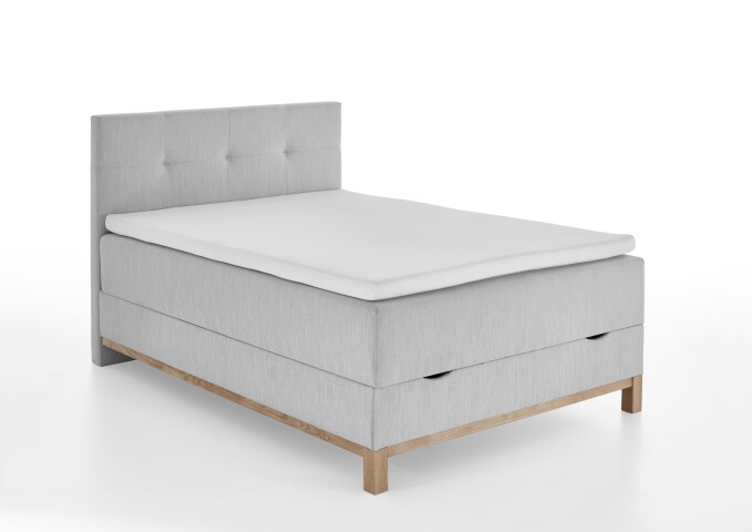 Boxspringbett >Catania< Liegefläche 120x200cm, hellgrau, Stellmaß: 122x116x211cm (BxHxT)