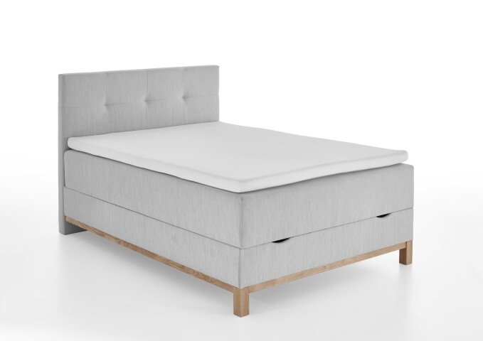Boxspringbett >Catania< Liegefläche 120x200cm, hellgrau, Stellmaß: 122x116x211cm (BxHxT)