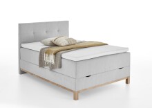 Boxspringbett >Catania< Liegefläche 120x200cm, hellgrau, Stellmaß: 122x116x211cm (BxHxT)