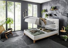 Boxspringbett >Catania< Liegefläche 120x200cm, hellgrau, Stellmaß: 122x116x211cm (BxHxT)