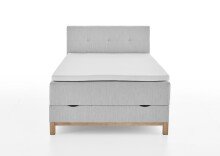 Boxspringbett >Catania< Liegefläche 120x200cm, hellgrau, Stellmaß: 122x116x211cm (BxHxT)