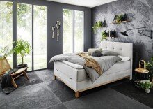 Boxspringbett >Catania< Liegefläche 120x200cm, hellgrau, Stellmaß: 122x116x211cm (BxHxT)