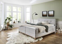 Boxspringbett >Catania< Liegefläche 160x200cm, hellgrau, Stellmaß: 162x116x211cm (BxHxT)