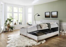Boxspringbett >Catania< Liegefläche 160x200cm, hellgrau, Stellmaß: 162x116x211cm (BxHxT)