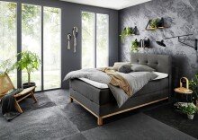 Boxspringbett >Catania< Liegefläche 120x200cm, anthrazit, Stellmaß: 122x116x211cm (BxHxT)