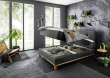 Boxspringbett >Catania< Liegefläche 140x200cm, anthrazit, Stellmaß: 142x116x211cm (BxHxT)