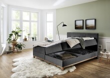 Boxspringbett >Catania< Liegefläche 180x200cm, anthrazit, Stellmaß: 182x116x211cm (BxHxT)
