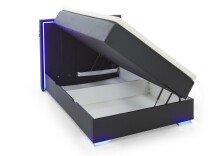 Boxspringbett >Colorado II< Liegefläche 120x200cm, schwarz / LED, Stellmaß: 132x121x211cm (BxHxT)