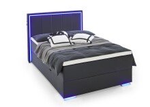 Boxspringbett >Colorado II< Liegefläche 140x200cm, schwarz / LED, Stellmaß: 152x121x211cm (BxHxT)