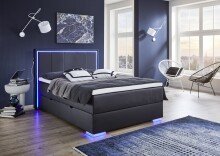 Boxspringbett >Colorado II< Liegefläche 140x200cm, schwarz / LED, Stellmaß: 152x121x211cm (BxHxT)