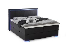 Boxspringbett >Colorado II< Liegefläche 180x200cm, schwarz / LED, Stellmaß: 192x121x211cm (BxHxT)