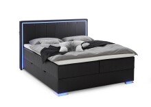 Boxspringbett >Colorado II< Liegefläche 180x200cm, schwarz / LED, Stellmaß: 192x121x211cm (BxHxT)