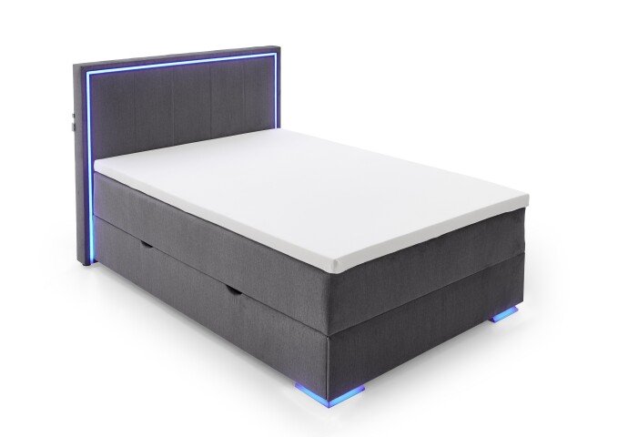 Boxspringbett >Colorado II< Liegefläche 120x200cm, anthrazit, Stellmaß: 132x121x211cm (BxHxT)