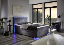 Boxspringbett >Colorado II< Liegefläche 140x200cm, anthrazit/ LED, Stellmaß: 152x121x211cm (BxHxT)