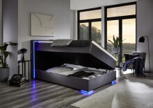 Boxspringbett >Colorado II< Liegefläche 140x200cm, anthrazit/ LED, Stellmaß: 152x121x211cm (BxHxT)