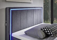 Boxspringbett >Colorado II< Liegefläche 140x200cm, anthrazit/ LED, Stellmaß: 152x121x211cm (BxHxT)