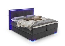 Boxspringbett >Colorado II< Liegefläche 160x200cm, anthrazit/ LED, Stellmaß: 172x121x211cm (BxHxT)