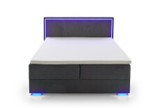 Boxspringbett >Colorado II< Liegefläche 180x200cm, anthrazit/ LED, Stellmaß: 192x121x211cm (BxHxT)