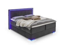 Boxspringbett >Colorado II< Liegefläche 180x200cm, anthrazit/ LED, Stellmaß: 192x121x211cm (BxHxT)