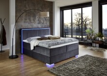Boxspringbett >Colorado II< Liegefläche 180x200cm, anthrazit/ LED, Stellmaß: 192x121x211cm (BxHxT)