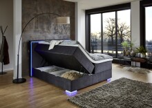 Boxspringbett >Colorado II< Liegefläche 180x200cm, anthrazit/ LED, Stellmaß: 192x121x211cm (BxHxT)