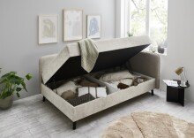 Polsterliege >Kiruna< Liegefläche 90x200cm, beige, Stellmaß: 102x87x214m (BxHxT)