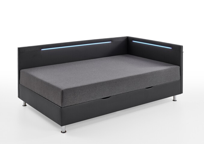 Polsterliege >Laser< Liegefläche 90x200cm, schwarz / LED, Stellmaß: 97x83x207cm (BxHxT)