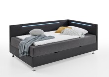 Polsterliege >Laser< Liegefläche 90x200cm, schwarz / LED, Stellmaß: 97x83x207cm (BxHxT)