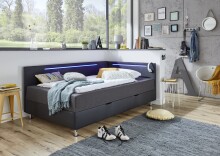 Polsterliege >Laser< Liegefläche 90x200cm, schwarz / LED, Stellmaß: 97x83x207cm (BxHxT)