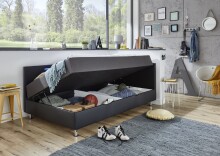 Polsterliege >Laser< Liegefläche 90x200cm, schwarz / LED, Stellmaß: 97x83x207cm (BxHxT)