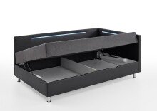 Polsterliege >Laser< Liegefläche 90x200cm, schwarz / LED, Stellmaß: 97x83x207cm (BxHxT)