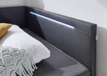 Polsterliege >Laser< Liegefläche 120x200cm, schwarz / LED, Stellmaß: 127x83x207cm (BxHxT)