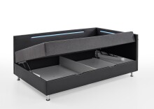 Polsterliege >Laser< Liegefläche 120x200cm, schwarz / LED, Stellmaß: 127x83x207cm (BxHxT)