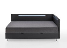 Polsterliege >Laser< Liegefläche 120x200cm, schwarz / LED, Stellmaß: 127x83x207cm (BxHxT)