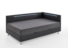 Polsterliege >Laser< Liegefläche 120x200cm, schwarz / LED, Stellmaß: 127x83x207cm (BxHxT)