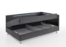 Polsterliege >Laser< Liegefläche 90x200cm, anthrazit / LED, Stellmaß: 97x83x207cm (BxHxT)