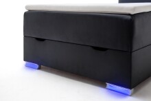 Boxspringbett >LAS VEGAS II< Liegefläche 120x200cm, schwarz / LED, Stellmaß: 122x110x209cm (BxHxT)