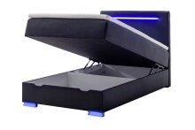 Boxspringbett >LAS VEGAS II< Liegefläche 120x200cm, schwarz / LED, Stellmaß: 122x110x209cm (BxHxT)