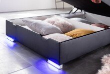 Boxspringbett >LAS VEGAS II< Liegefläche 120x200cm, schwarz / LED, Stellmaß: 122x110x209cm (BxHxT)