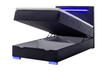 Boxspringbett >LAS VEGAS II< Liegefläche 140x200cm, schwarz / LED, Stellmaß: 142x110x209cm (BxHxT)
