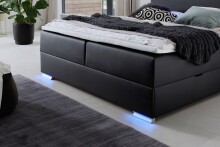 Boxspringbett >LAS VEGAS II< Liegefläche 160x200cm, schwarz / LED, Stellmaß: 162x110x209cm (BxHxT)