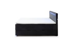 Boxspringbett >LAS VEGAS II< Liegefläche 180x200cm, schwarz / LED, Stellmaß: 182x110x209cm (BxHxT)