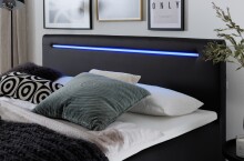 Boxspringbett >LAS VEGAS II< Liegefläche 180x200cm, schwarz / LED, Stellmaß: 182x110x209cm (BxHxT)