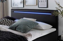 Boxspringbett >LAS VEGAS II< Liegefläche 180x200cm, schwarz / LED, Stellmaß: 182x110x209cm (BxHxT)