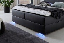 Boxspringbett >LAS VEGAS II< Liegefläche 180x200cm, schwarz / LED, Stellmaß: 182x110x209cm (BxHxT)