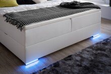 Boxspringbett >LAS VEGAS II< Liegefläche 160x200cm, weiß / LED, Stellmaß: 162x110x209cm (BxHxT)