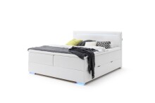Boxspringbett >LAS VEGAS II< Liegefläche 180x200cm, weiß / LED, Stellmaß: 182x110x209cm (BxHxT)