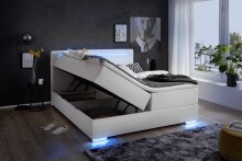 Boxspringbett >LAS VEGAS II< Liegefläche 180x200cm, weiß / LED, Stellmaß: 182x110x209cm (BxHxT)