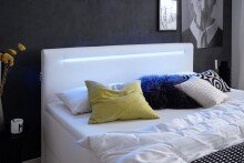 Boxspringbett >LAS VEGAS II< Liegefläche 180x200cm, weiß / LED, Stellmaß: 182x110x209cm (BxHxT)